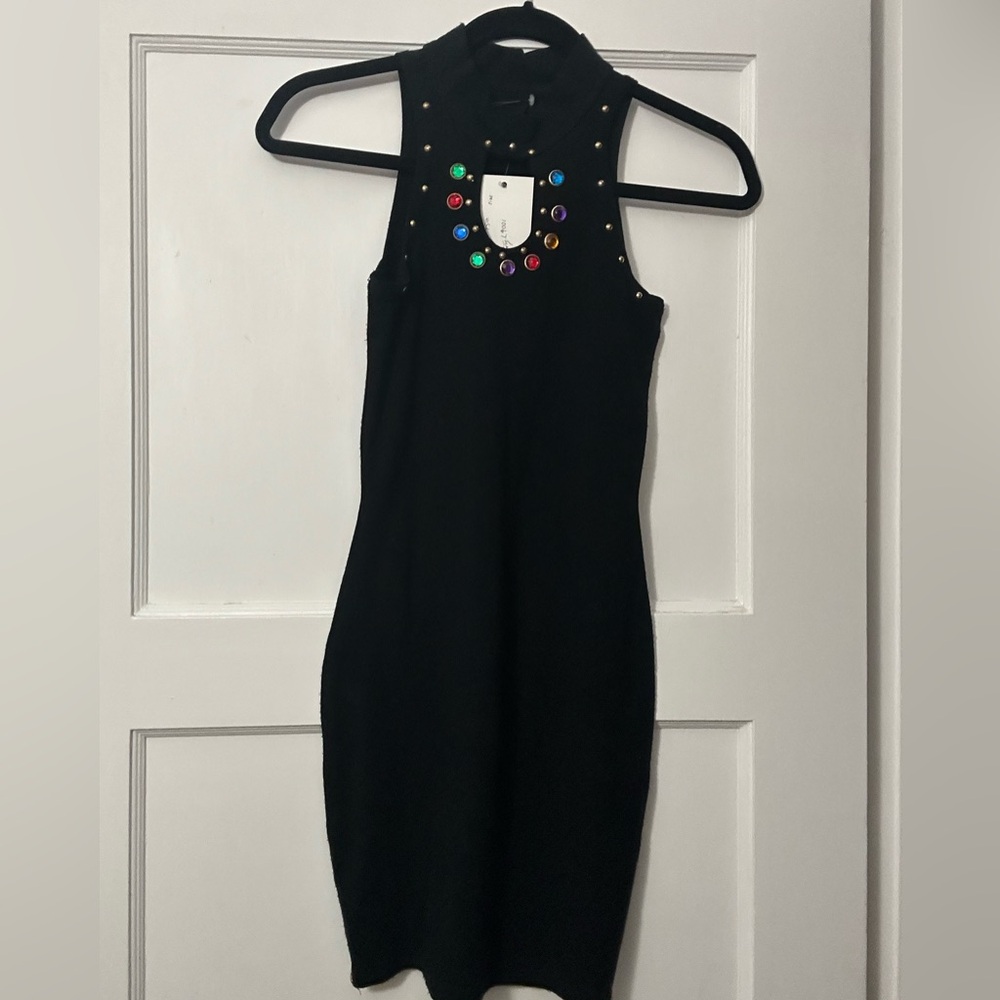Vintage 90’s Black Sleeveless Dress with bejeweled cutout